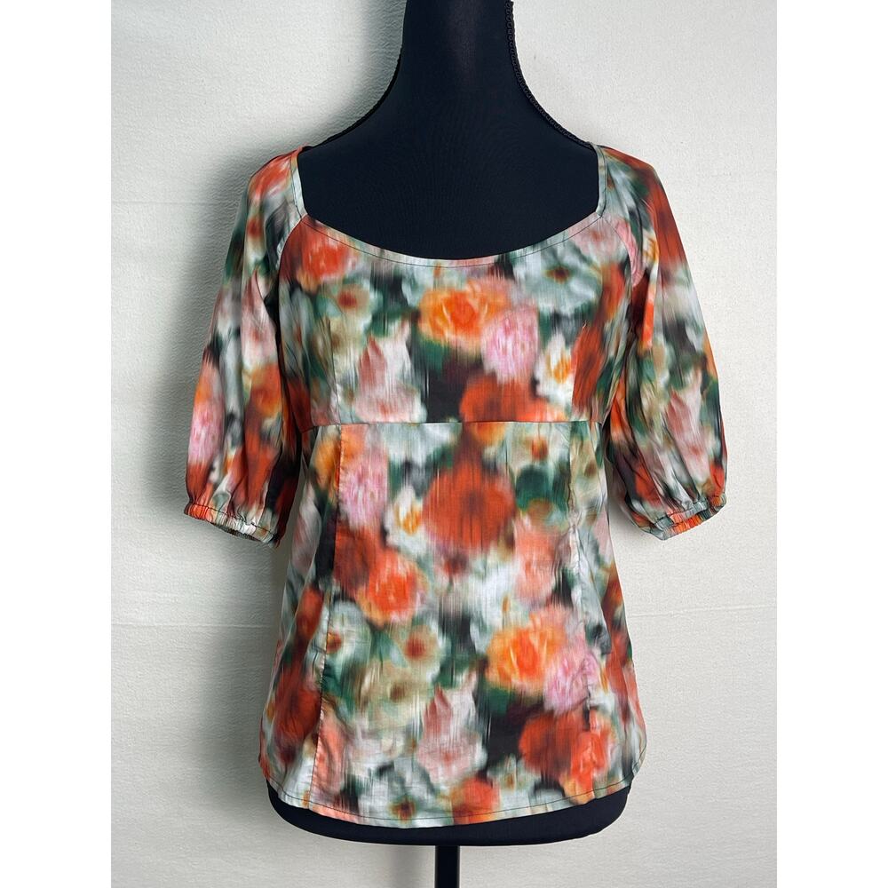 NWT J.Crew x Liberty Floral Puff Sleeve Blouse Romantic Square Neck Top Size 0 - Picture 2 of 11